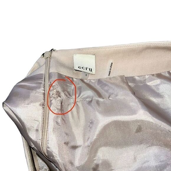 ECRU Tan & White Zip Up Skirt Size 4 - Picture 3 of 3